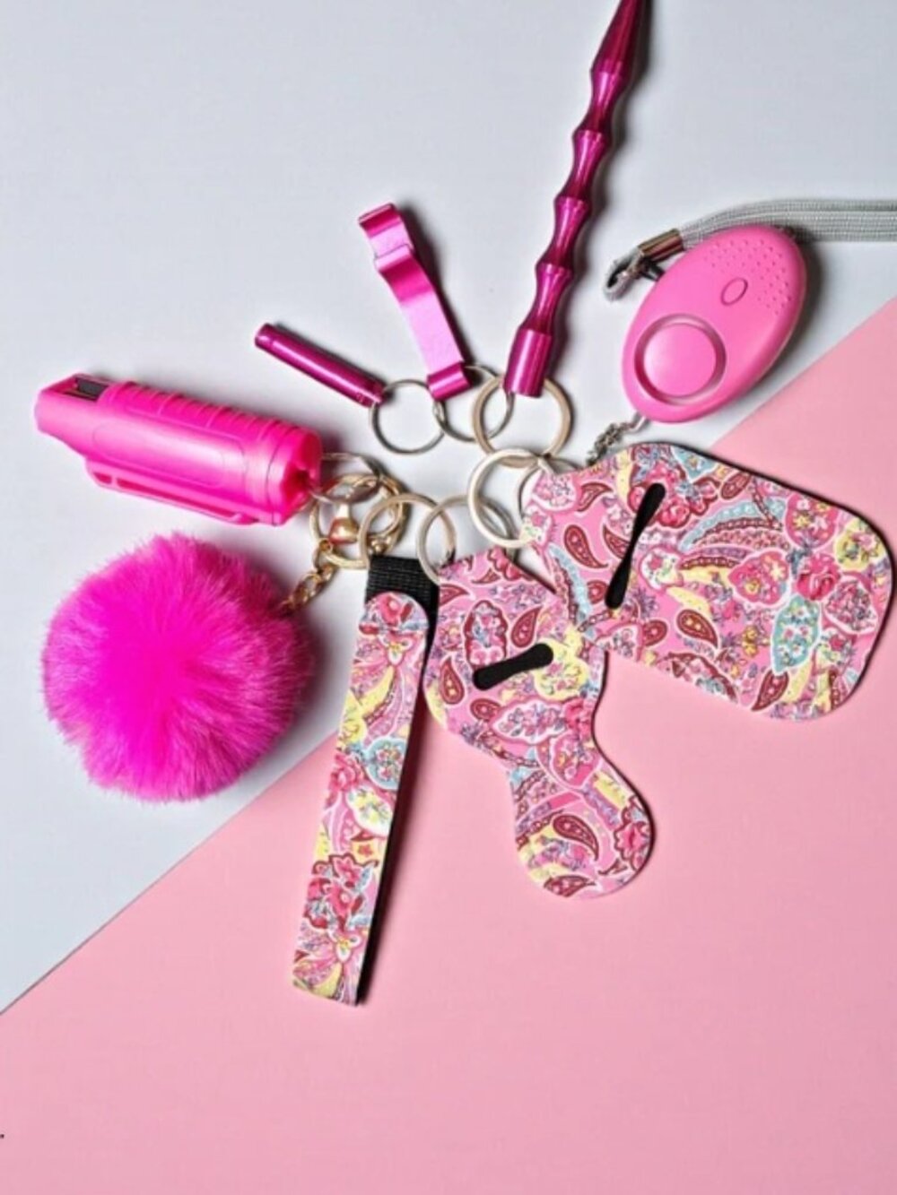 Paisley Safety Keychain Set - Includes Safety Spray